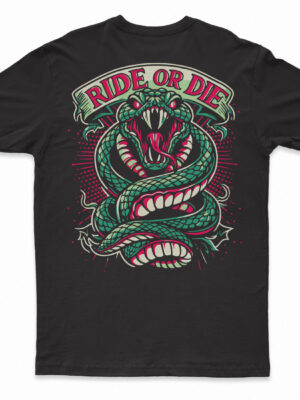 koszulka tee ride or die motoryzacyjna black t-shirt motoryzacyjny dla fanów ostrej jazdy ride or die
